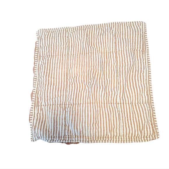 West Elm European Flax Linen Classic Stripe Duvet Euro Sham Terracotta Mélange - Picture 2 of 6